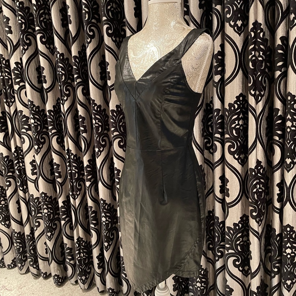 Pink Stitch Black Pleather Dress size 4 EUR 36